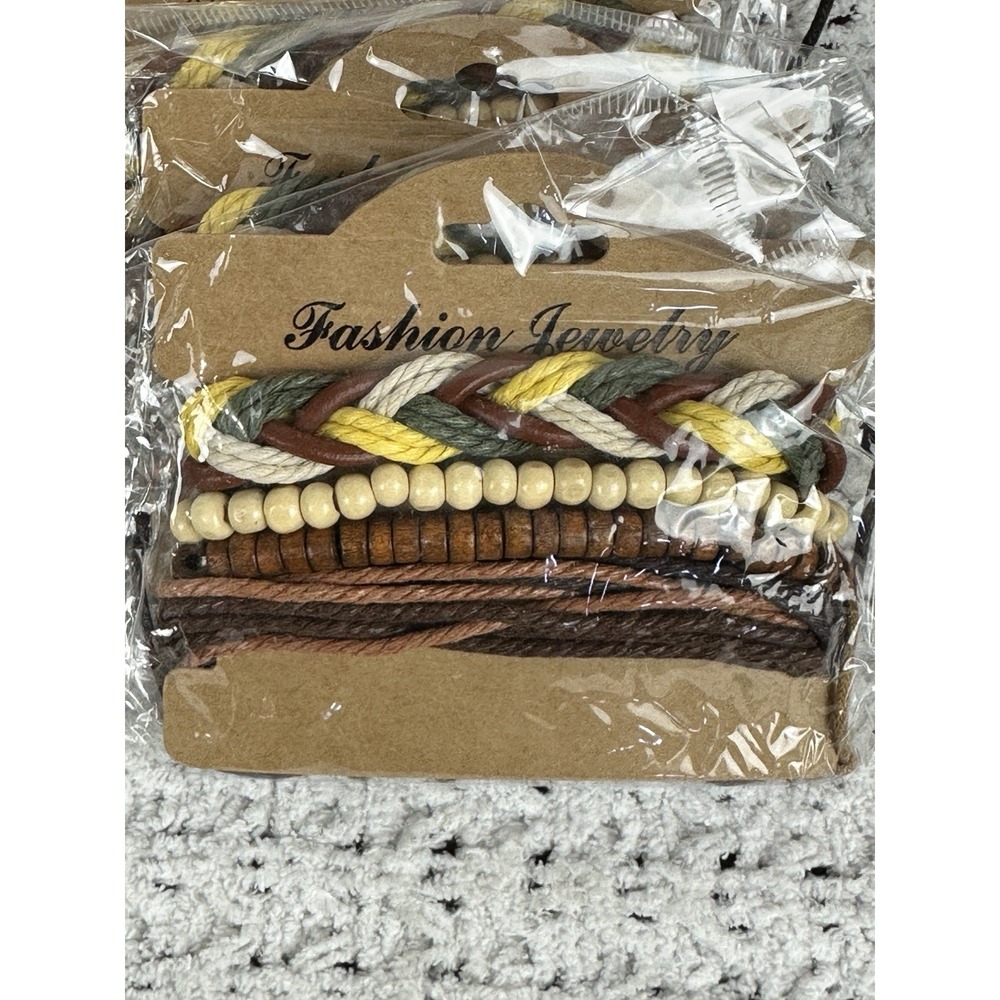 Wrist pack handmade bracelets  custom beads and braided leather.